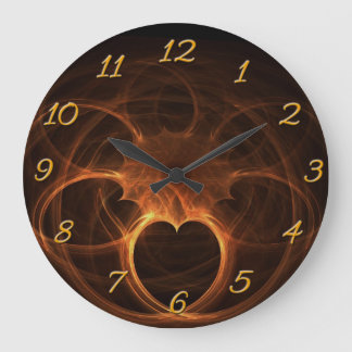 Flaming Heart Coil Large Clock