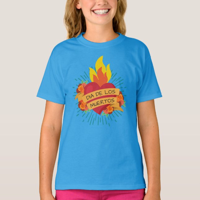 Flaming Heart Dia de los Muertos | Sleeve Shirt (Front)