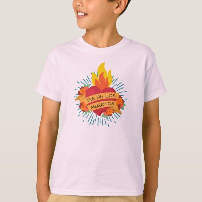 Flaming Heart Dia de los Muertos | Sleeve Shirt (Front)