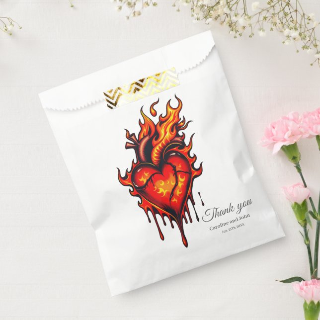 Flaming heart.  favor bag (Sealed)