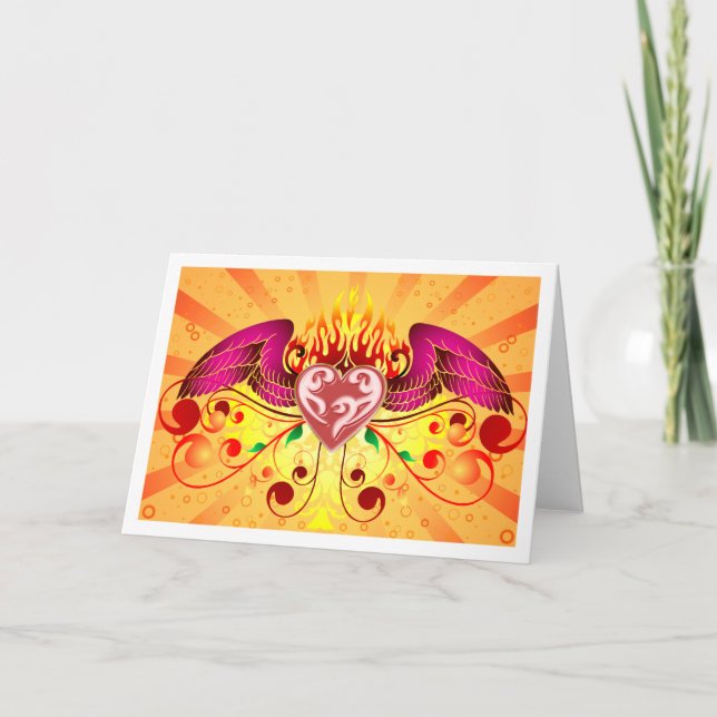 Flaming Heart Greeting Card (Front)