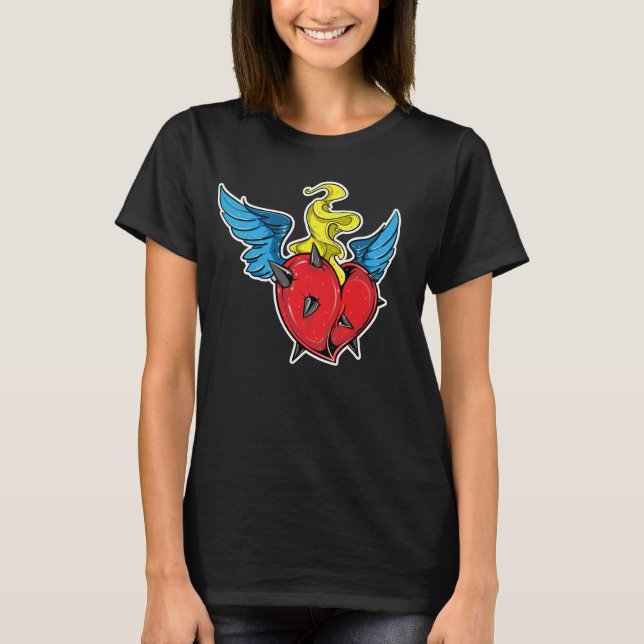 Flaming Heart Illustration T-Shirt (Front)