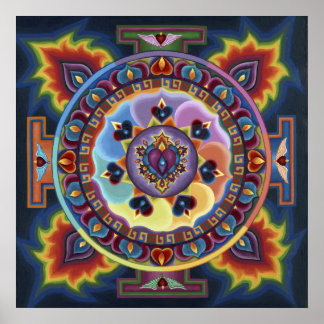 Flaming Heart Mandala Poster