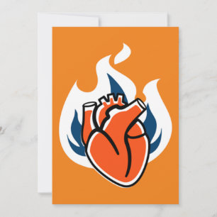 Flaming Heart Orange Crush Invitation