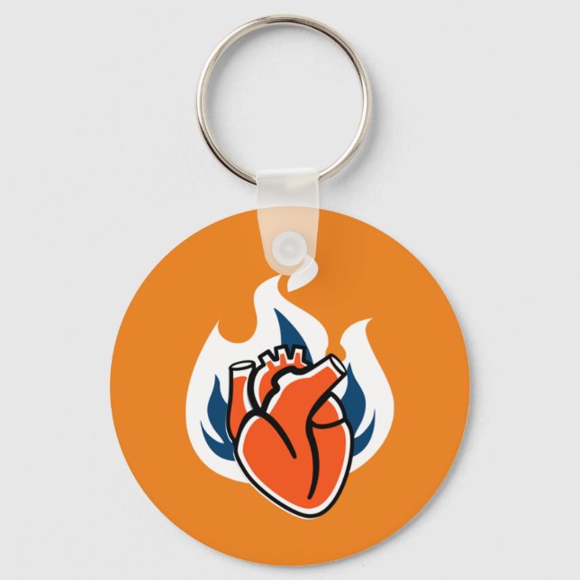 Flaming Heart Orange Crush Keychain (Front)