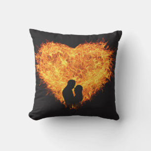 Flaming Heart Passionate Valentine's Day Throw Pillow