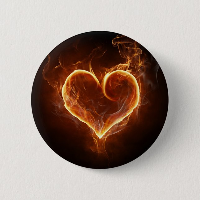 Flaming Heart Pinback Button (Front)
