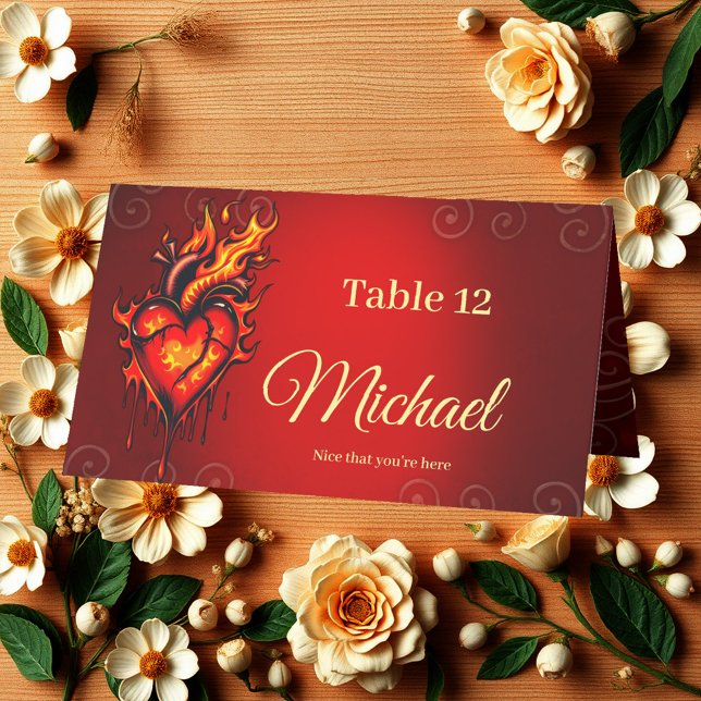 Flaming heart.  place card (Creator Uploaded)