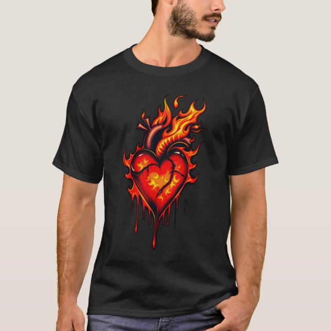 Flaming heart. T-Shirt (Front)