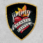 Flaming Heart Tattoo Custom Name Patch<br><div class="desc">Decorate and label all your kid's fabric goods with these awesome name patches! Customize and personalize with your text and colors. Need help with customization? Email us at hello@christiekelly.com</div>