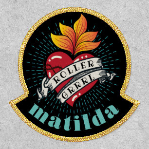 Flaming Heart Tattoo Custom Name Patch