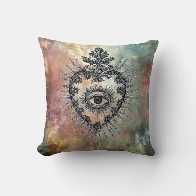 Flaming Heart Throw Pillow (Front)