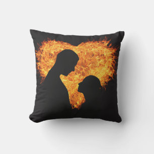 Flaming Heart Valentine's Day Square Throw Pillow