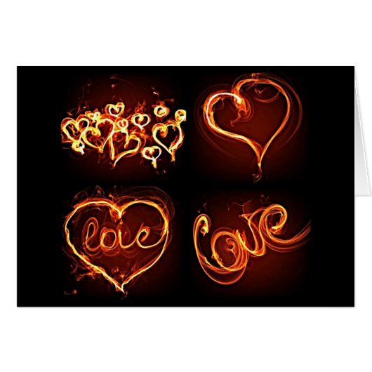 Flaming Hearts of Love Card (Front Horizontal)