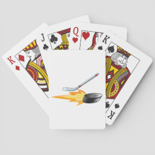 Flaming Hockey Puck Poker Cards