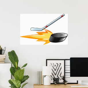 Flaming Hockey Puck Poster