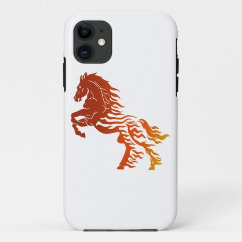 Flaming horse _ Choose background color iPhone 11 Case