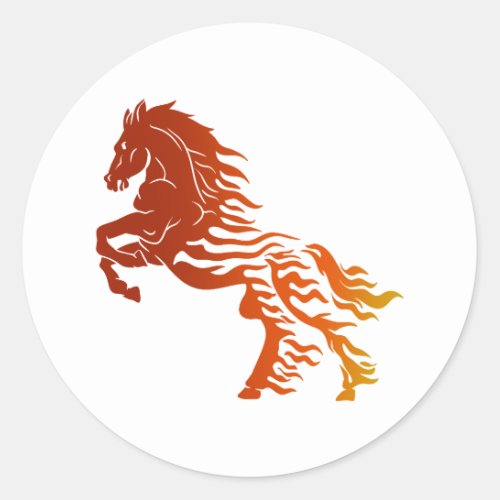 Flaming horse _ Choose background color Classic Round Sticker