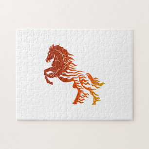 Flaming horse - Choose background color Jigsaw Puzzle