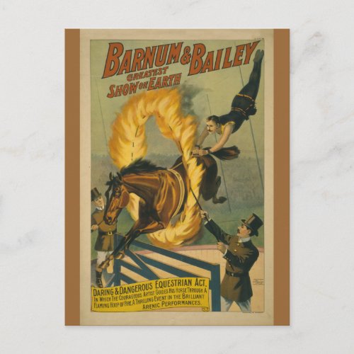 Flaming Horse Circus Poster Postcard
