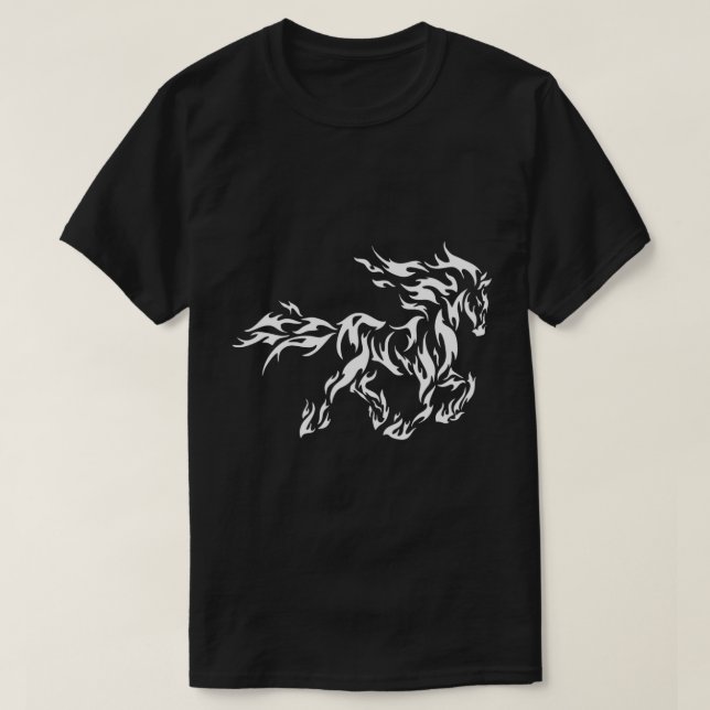Flaming Horse Tribal Art Design – Bold & Fierce T-Shirt (Design Front)