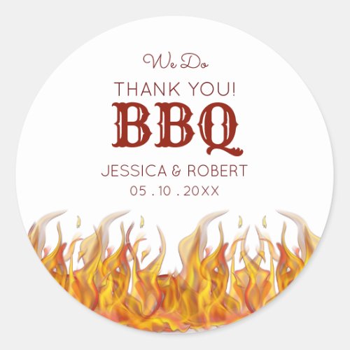 Flaming Hot Fire BBQ Grill Party Classic Round Sticker