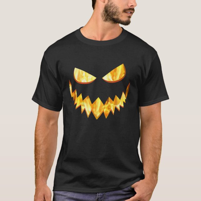 FLAMING JACKOLANTERN Halloween Pumpkin Fire Tee (Front)