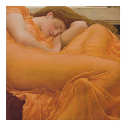 Flaming June by Frederic Leighton Orange Fine Art  Faux Canvas Print