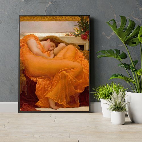 Flaming June by Frederic Leighton Orange Fine Art  Poster