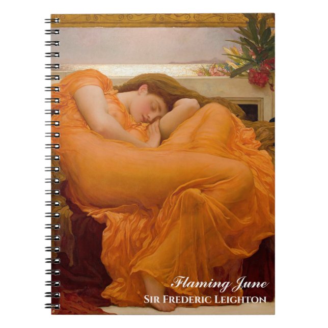 Flaming June by Frederic Leighton Orange Notebook (Front)
