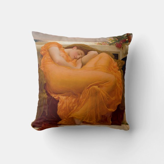 Flaming June (by Frederic Leighton) Throw Pillow (Front)