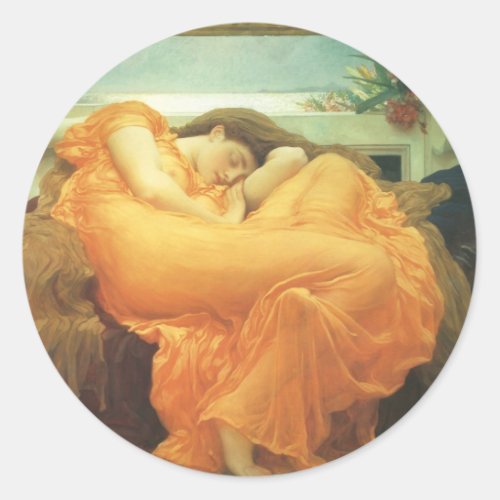 Flaming June by Lord Frederic Leighton Classic Round Sticker