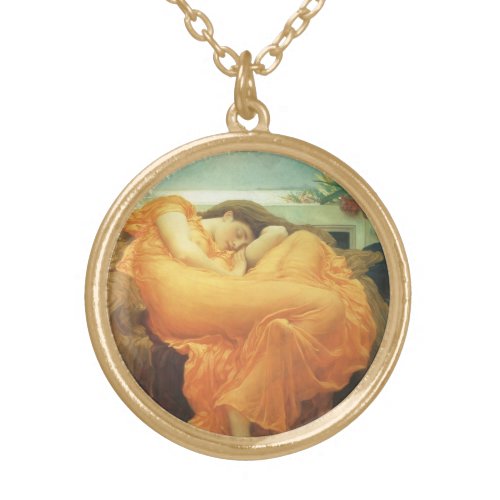 Flaming June by Lord Frederic Leighton Gold Plated Necklace
