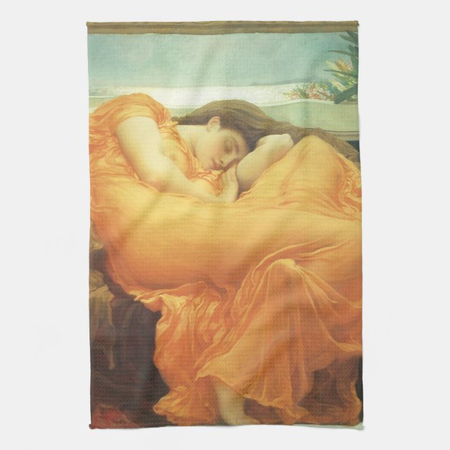 Flaming June by Lord Frederic Leighton Kitchen Towel (Vertical)