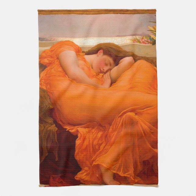 Flaming June by Lord Frederic Leighton Kitchen Towel (Vertical)