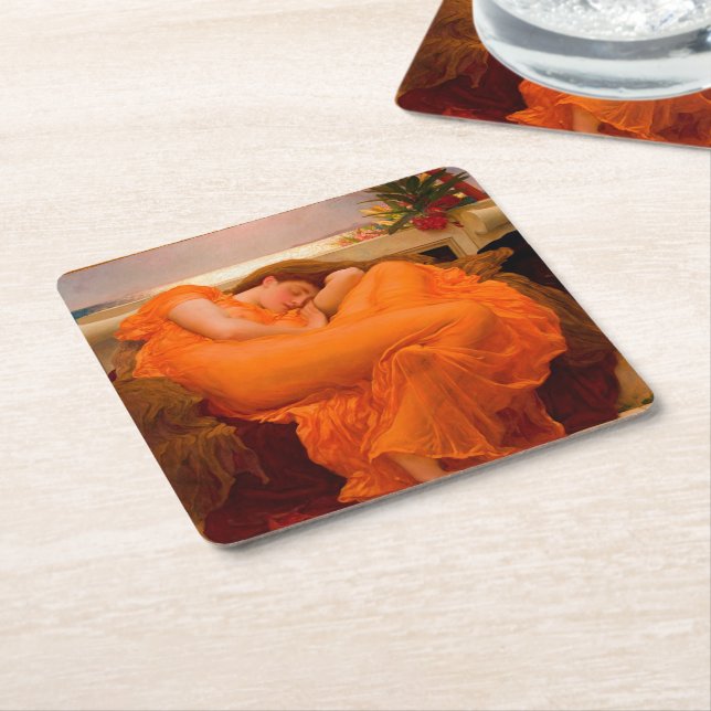 Flaming June by Lord Frederic Leighton Square Paper Coaster (Angled)