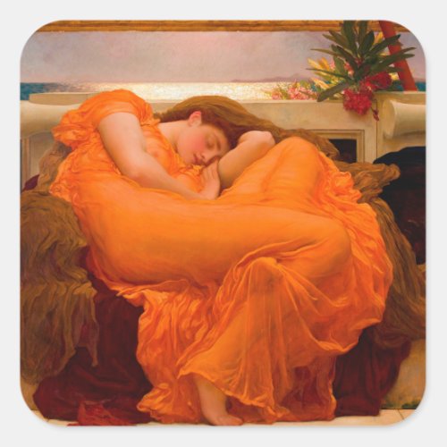 Flaming June by Lord Frederic Leighton Square Sticker