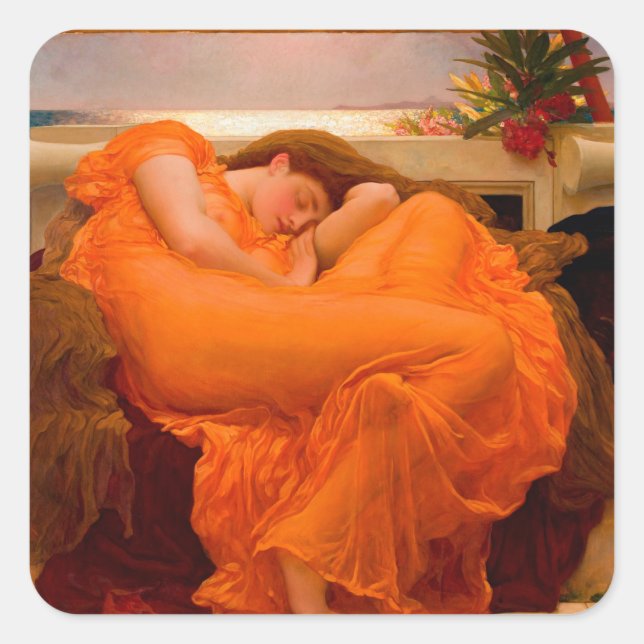 Flaming June by Lord Frederic Leighton Square Sticker (Front)