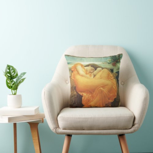 Flaming June by Lord Frederic Leighton Throw Pillow