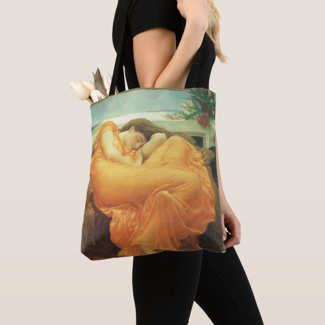 Flaming June by Lord Frederic Leighton Tote Bag (Close Up)