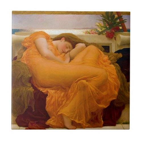 Flaming June by Sir Frederic Leighton Tile