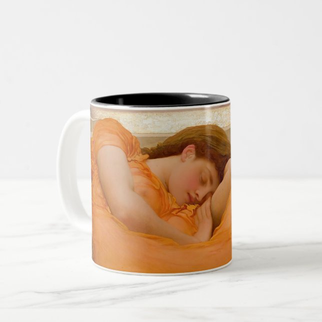 Flaming June by Sir Frederic Leighton Vintage  Two-Tone Coffee Mug (Front Left)