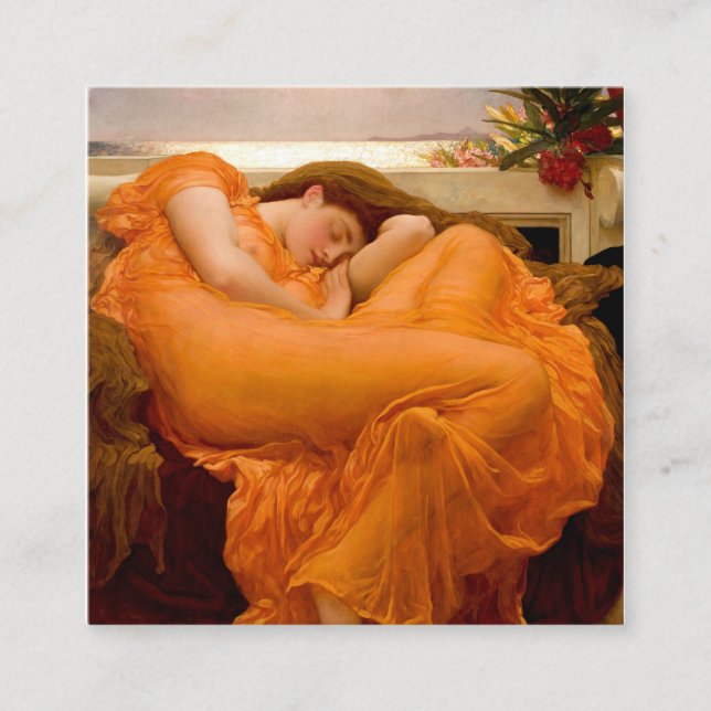 Flaming June Painting By Frederic Leighton Square Business Card (Front)