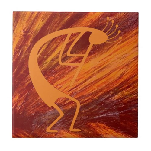 Flaming Kokopelli Ceramic Tile