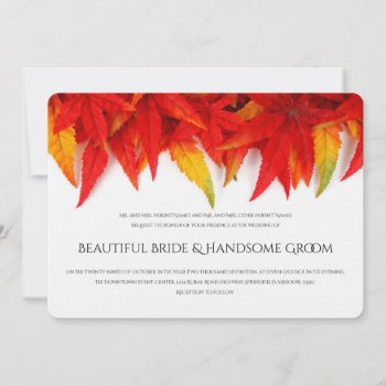 Flaming Leaves Autumn Wedding Invitation by RiverJude at Zazzle