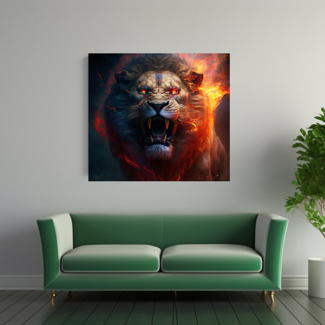 Flaming Lion Canvas Wall Art (Creator Uploaded)