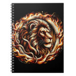 Flaming Lion in Ring of Fire Flames Astrology  Notebook