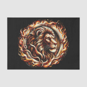 Flaming Lion in Ring of Fire Flames Astrology  Tissue Paper