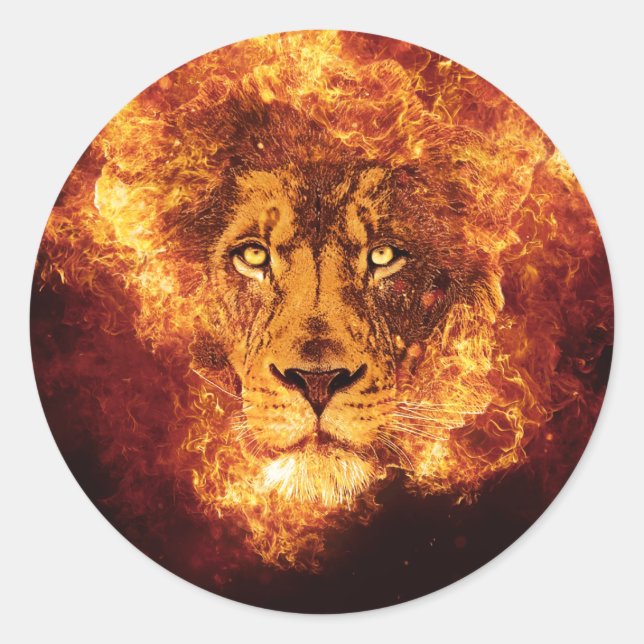 Flaming Lion of Judah Classic Round Sticker (Front)