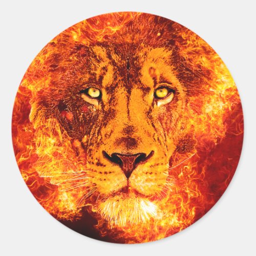 Flaming Lion of Judah Classic Round Sticker